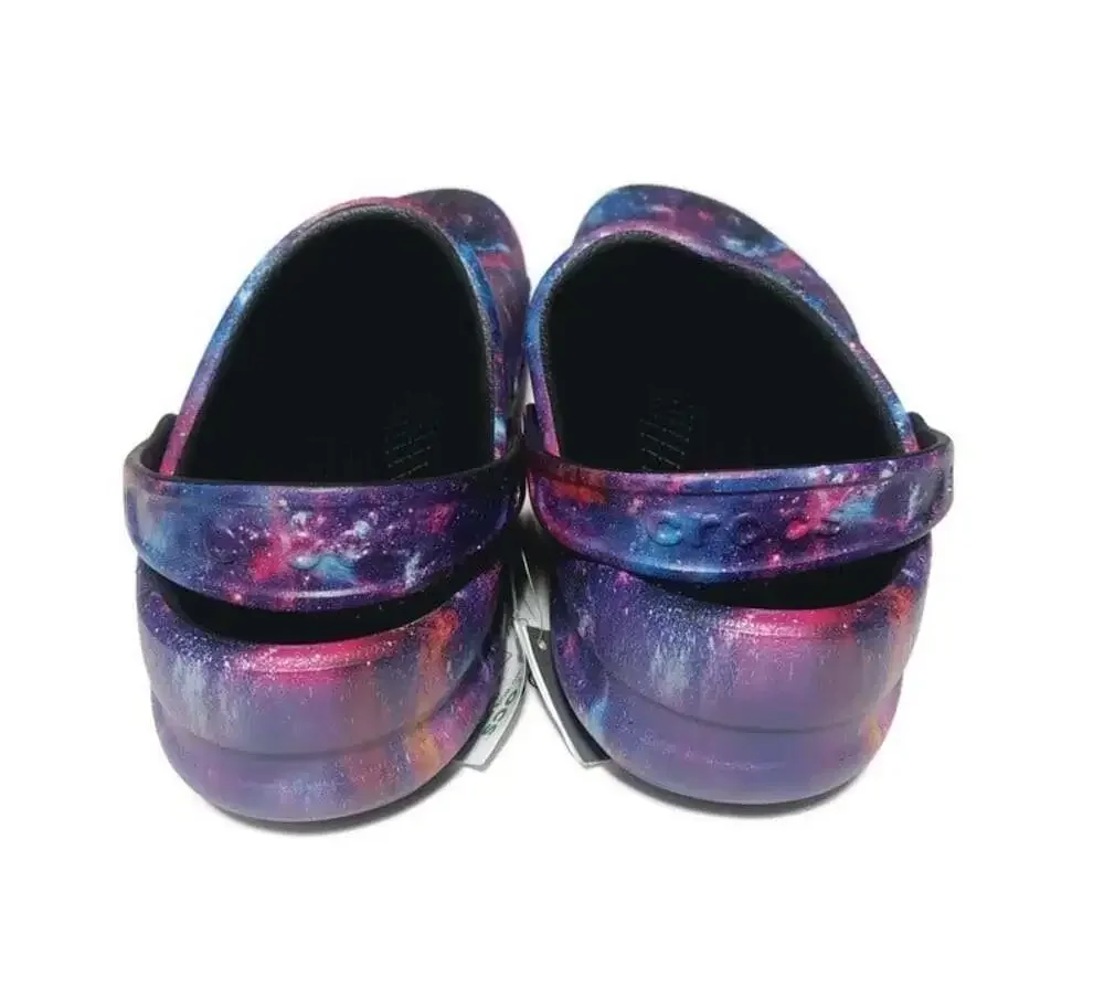 Crocs Bistro Work Graphic Clogs Mens 12 Galaxy Space Slip Resistant Work Shoes